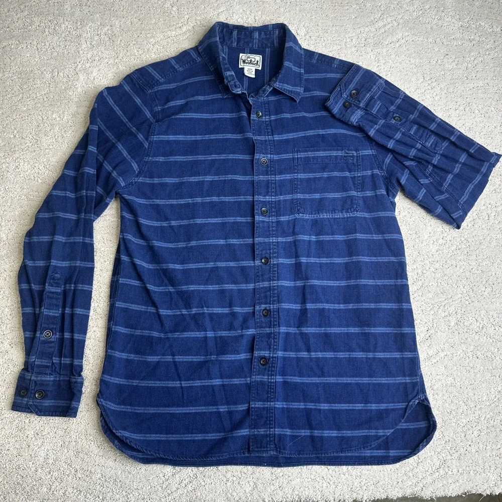 Men's Vintage Woolrich Medium Long‎ Sleeve Linen Blend Button Shirt
